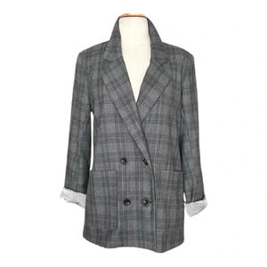 MCGUIRE 9 To 5 Plaid Blazer Double Breasted Boyfriend Wool Blend French Girl M